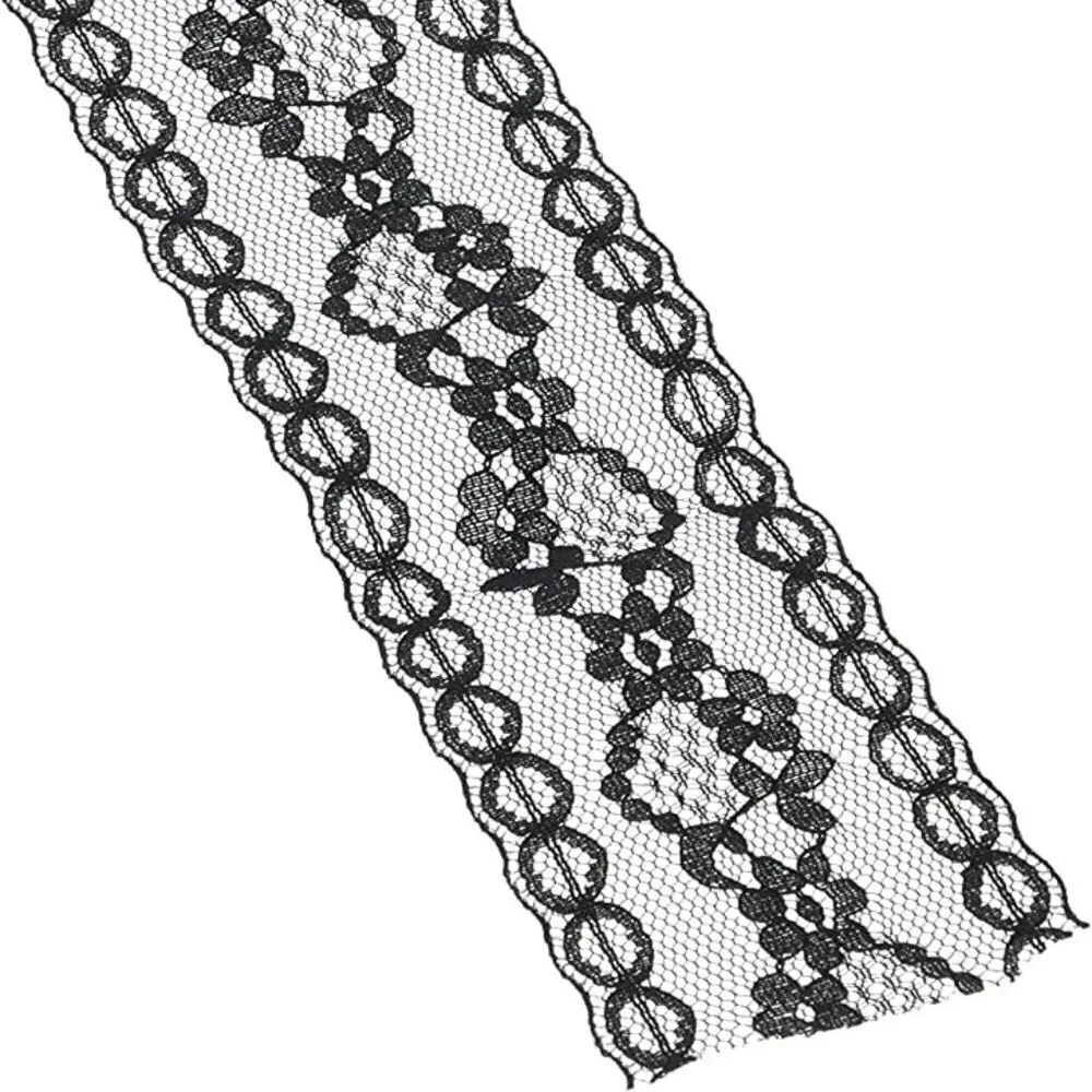Wrights Flexi-Lace Cream and Black Hem Facings, 2.5 Yards